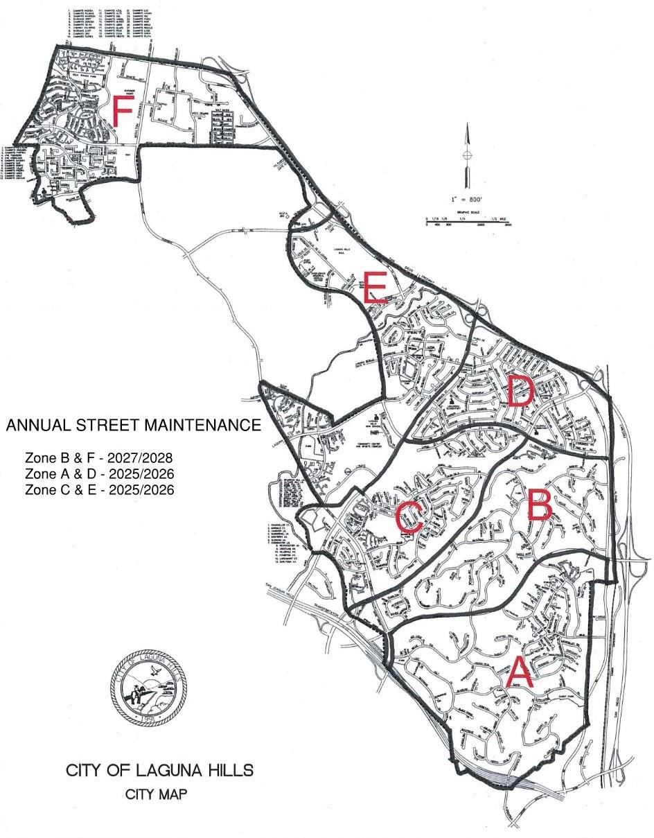 Map of the zones for the annual street maintenance