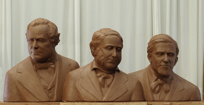 Terra cotta bust of John "Don Juan" Forster, Don Juan Avila, and Don Jose Serrano